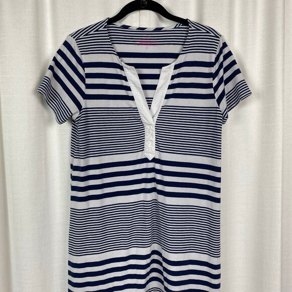 Vineyard Vines Blue Stripe Short Sleeve Shift Maxi Dress Sz.S - Picture 2 of 10